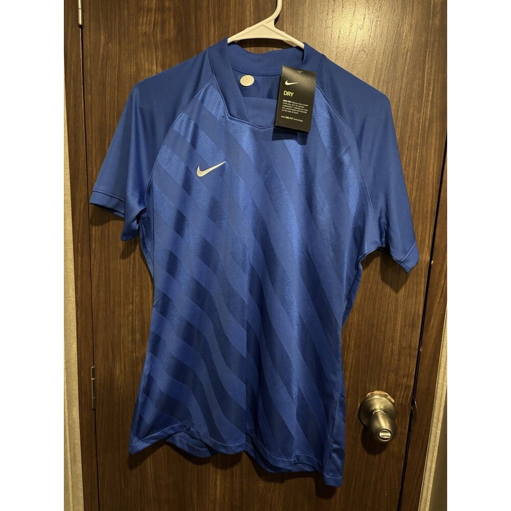 Nike Dri Fit Challenge 3 Soccer Jersey Blue Women Short Sleeve Sz L Security Tag